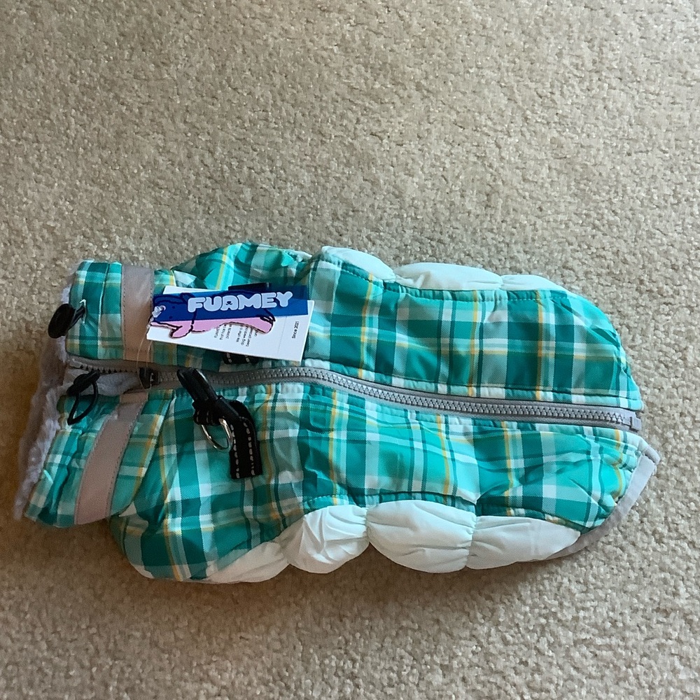 NWT Plaid Dog Jacket - Green and Gray - Picture 5 of 10